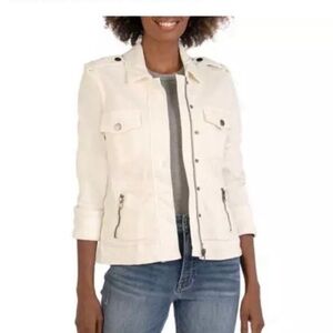 Kut From The Kloth Women's Natural Amanda Utility Denim Jacket Medium Off White